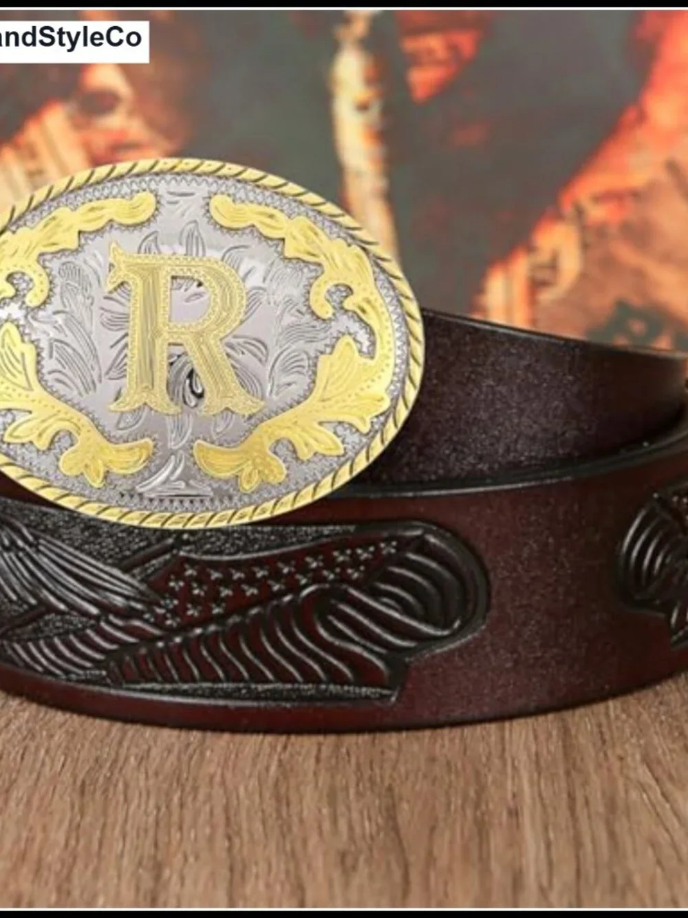 Western Belt Buckle Initial Letters A-Z Cowboy Rodeo Snap On 1.5